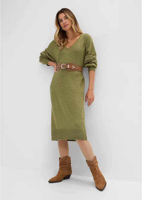 Oversized Strickkleid in Midil&auml;nge, bonprix