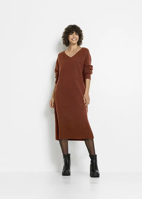 Oversized Strickkleid in Midil&auml;nge, bonprix