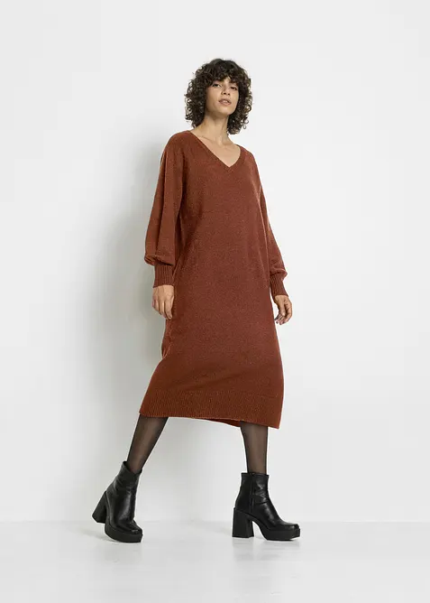 Oversized Strickkleid in Midil&auml;nge, bonprix