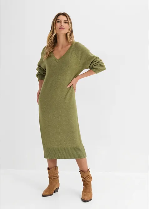 Oversized Strickkleid in Midil&auml;nge, bonprix