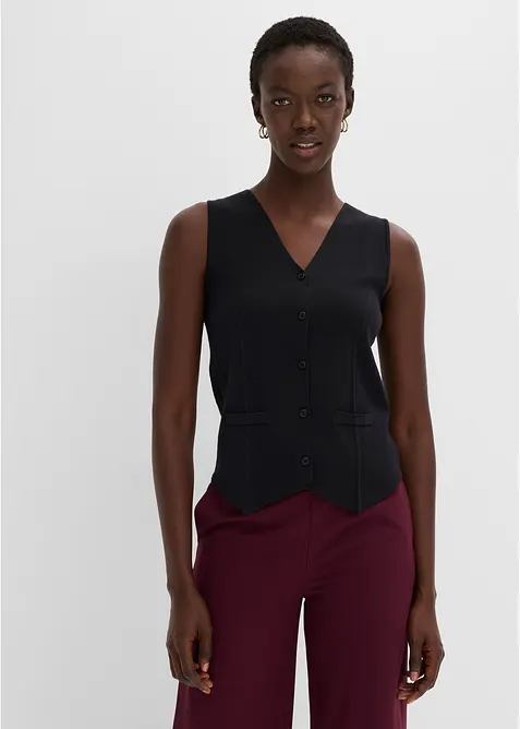Gilet sans manches en maille, dos ajour&eacute;, bonprix