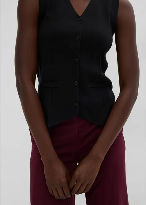 Gilet sans manches en maille, dos ajour&eacute;, bonprix