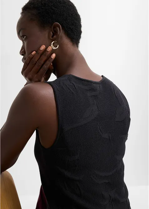 Gilet sans manches en maille, dos ajour&eacute;, bonprix