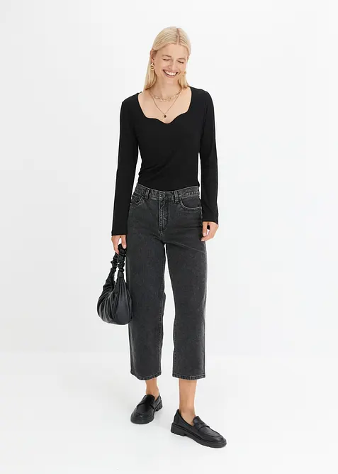 Wide-Leg-Jeans Mid Waist, bonprix