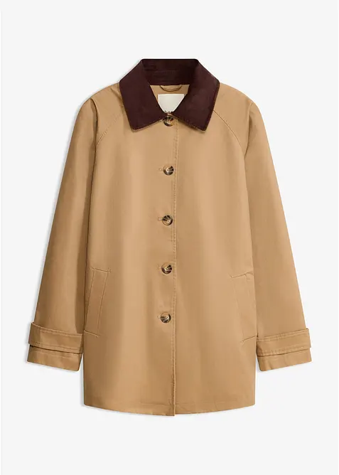 Gewachste &Uuml;bergangsjacke mit Cord-Kragen, bonprix