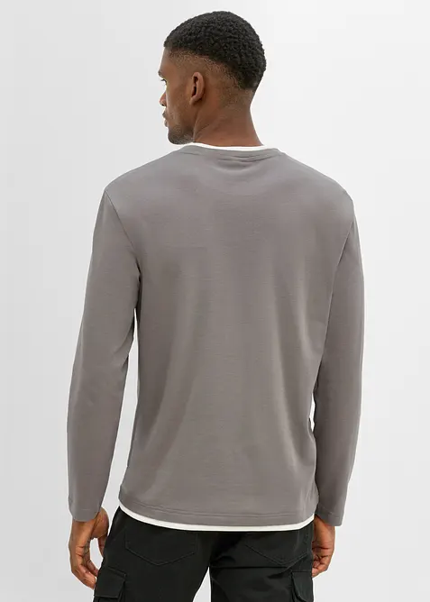 Langarmshirt in 2-in-1-Optik aus reiner Bio-Baumwolle, bonprix