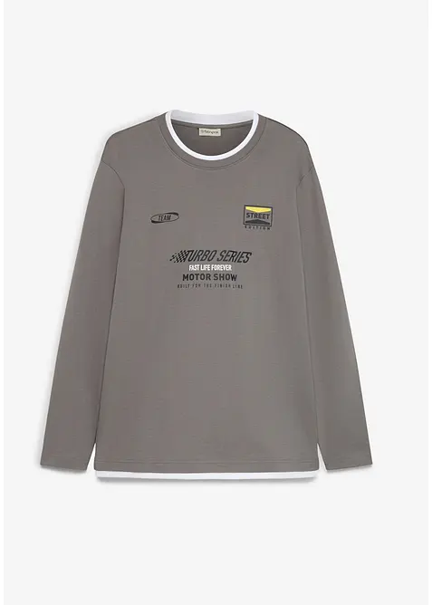 Langarmshirt in 2-in-1-Optik aus reiner Bio-Baumwolle, bonprix