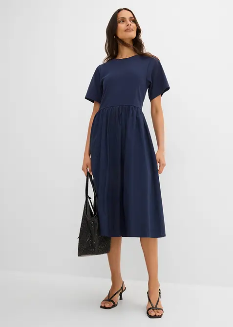 Midikleid aus Materialmix, bonprix