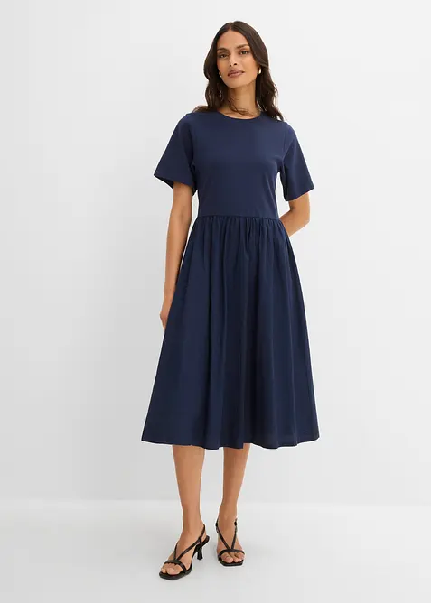 Midikleid aus Materialmix, bonprix