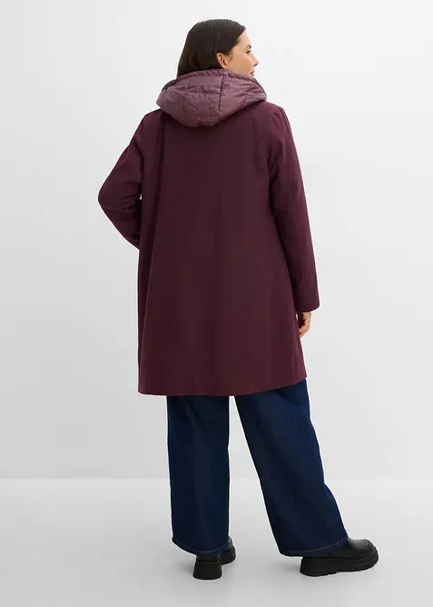 Winter-Kurzmantel in Wolloptik, 2in1 Optik, bonprix