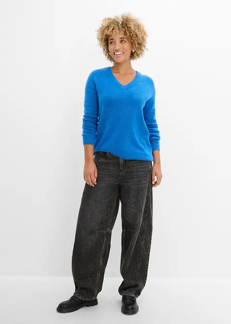 Pull en maille col V, bonprix