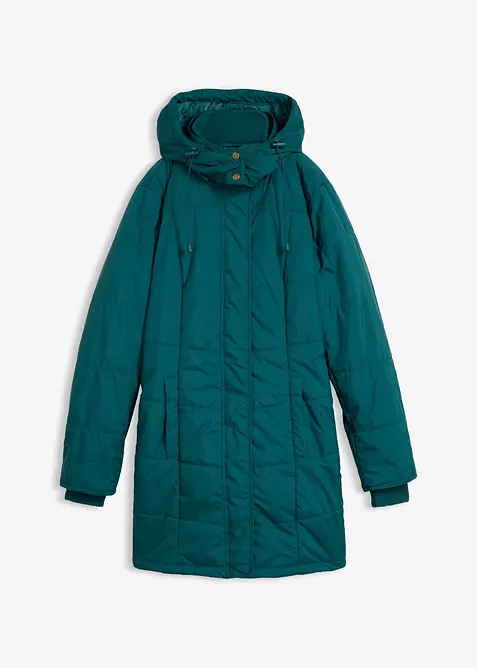 Doudoune longue &agrave; col montant et capuche, bonprix