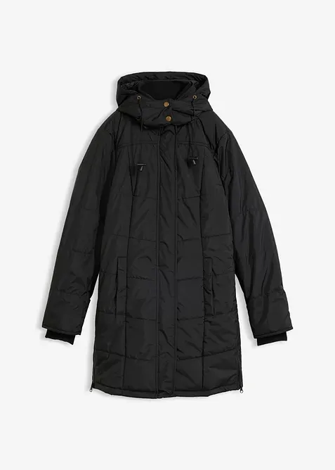 Long-Steppjacke, wattiert mit Kragen und Kapuze, bonprix