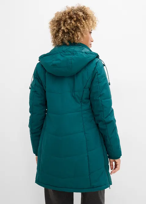 Doudoune longue &agrave; col montant et capuche, bonprix