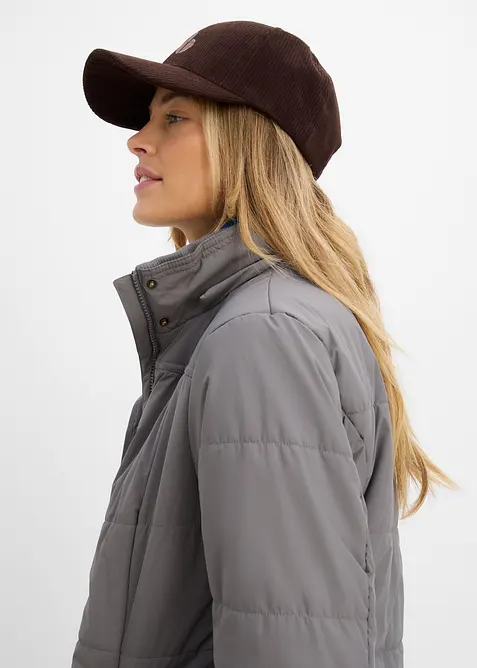 Long-Steppjacke, wattiert mit Kragen und Kapuze, bonprix