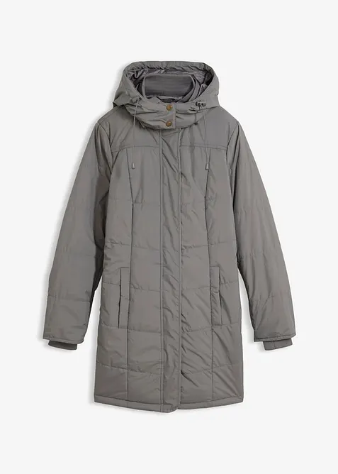 Long-Steppjacke, wattiert mit Kragen und Kapuze, bonprix