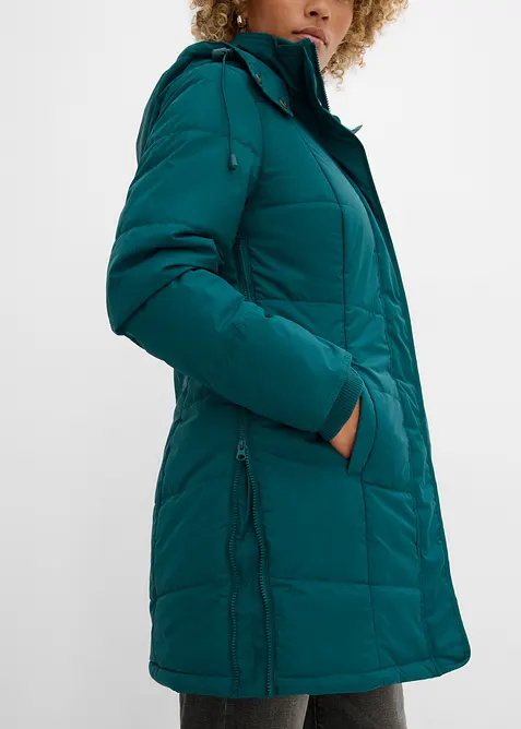 Doudoune longue &agrave; col montant et capuche, bonprix