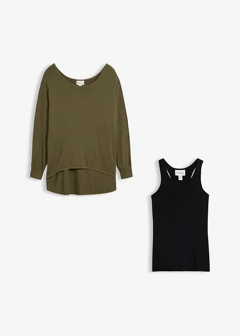 Longshirt mit Top aus Viskose-Mix, bonprix
