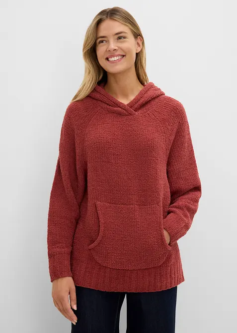 Pull &agrave; capuche en maille peluche, bonprix