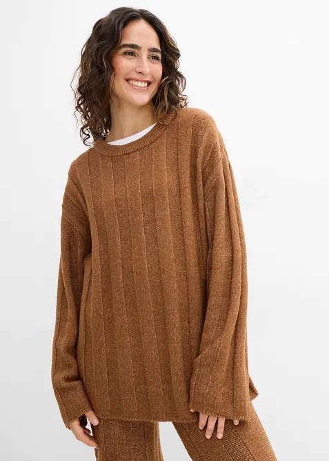 Oversize-Pullover aus Rippstrick, bonprix