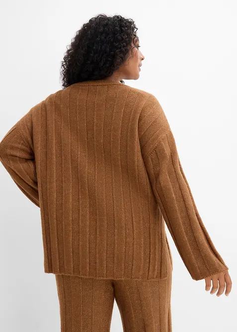 Pull oversize en maille c&ocirc;tel&eacute;e, bonprix
