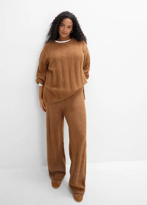 Pull oversize en maille c&ocirc;tel&eacute;e, bonprix