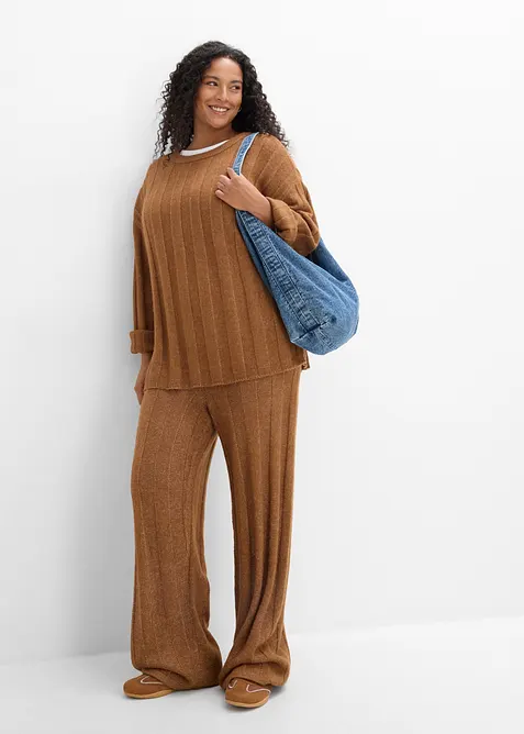 Pantalon en maille c&ocirc;tel&eacute;e, bonprix