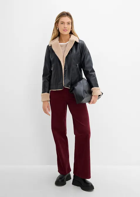 Lederimitat-Jacke, gef&uuml;ttert, bonprix