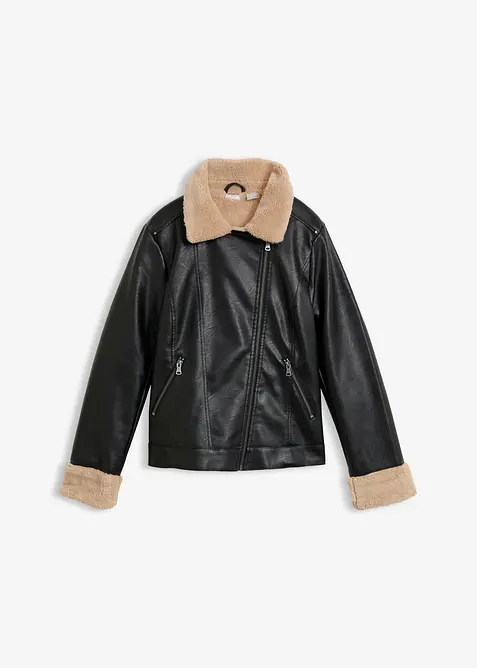 Lederimitat-Jacke, gef&uuml;ttert, bonprix