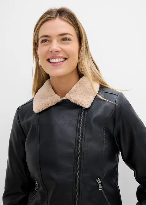 Lederimitat-Jacke, gef&uuml;ttert, bonprix