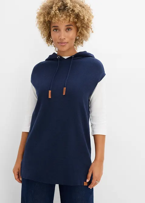 Pull sans manches &agrave; capuche, oversize, bonprix