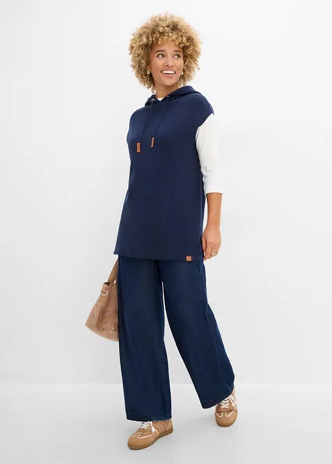 Pull sans manches &agrave; capuche, oversize, bonprix