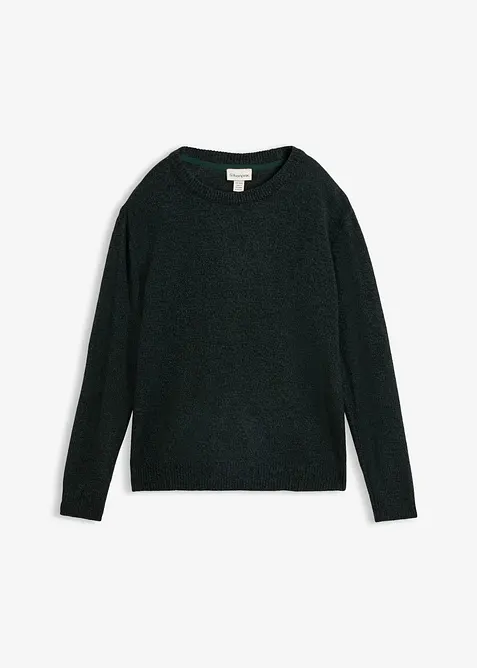 Strick-Pullover mit Rundhals-Ausschnitt in Melange, bonprix