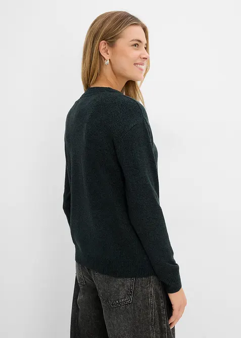 Strick-Pullover mit Rundhals-Ausschnitt in Melange, bonprix