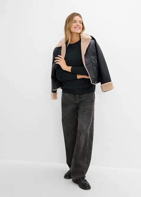 Strick-Pullover mit Rundhals-Ausschnitt in Melange, bonprix