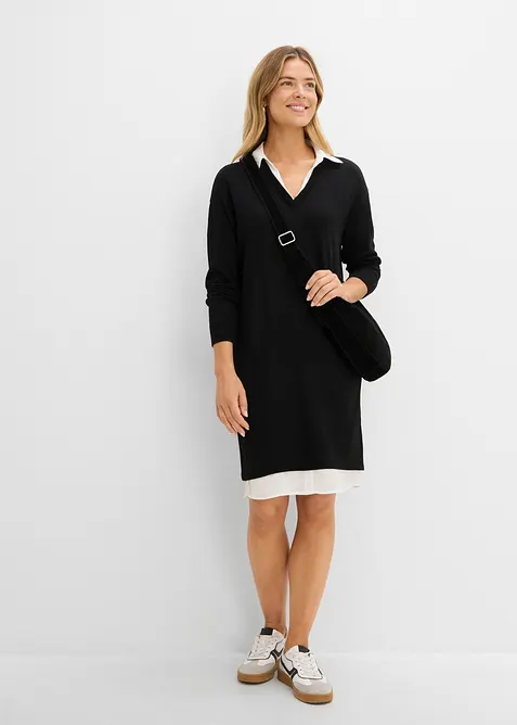 Strickkleid mit Blusen-Einsatz, bonprix