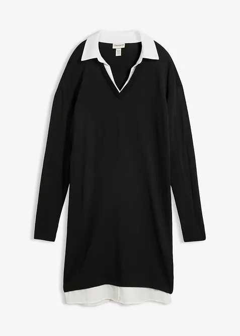 Strickkleid mit Blusen-Einsatz, bonprix