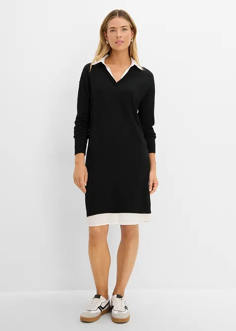 Strickkleid mit Blusen-Einsatz, bonprix