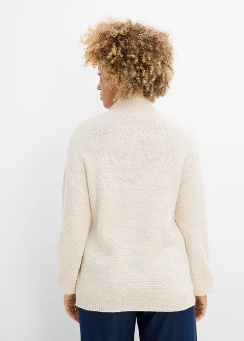 Troyer-Pullover mit Ajourmuster, bonprix