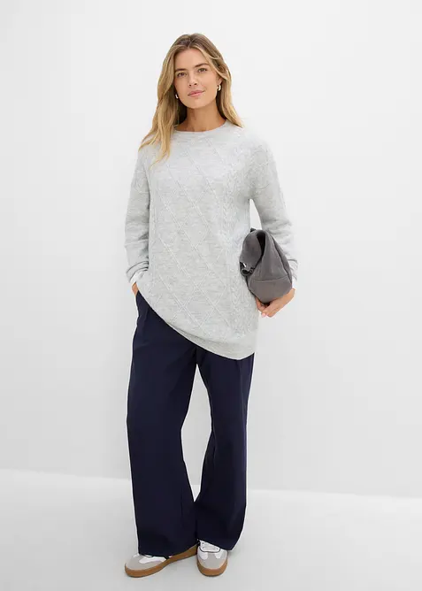 Oversize-Pullover mit Zopfmuster, bonprix