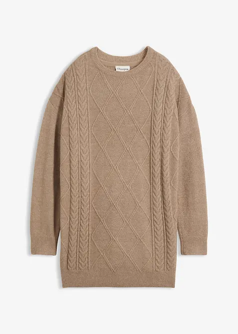 Oversize-Pullover mit Zopfmuster, bonprix