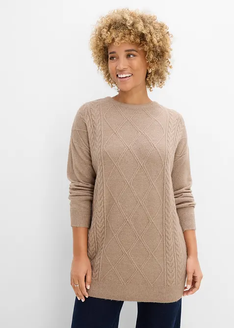 Oversize-Pullover mit Zopfmuster, bonprix