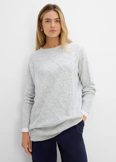Oversize-Pullover mit Zopfmuster, bonprix