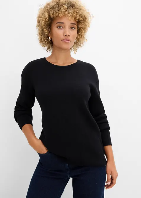 Milano Rib Pullover mit Rundhals, bonprix