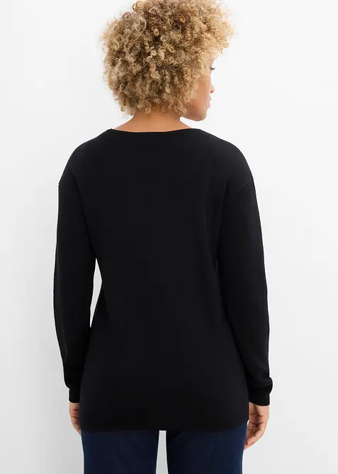 Milano Rib Pullover mit Rundhals, bonprix