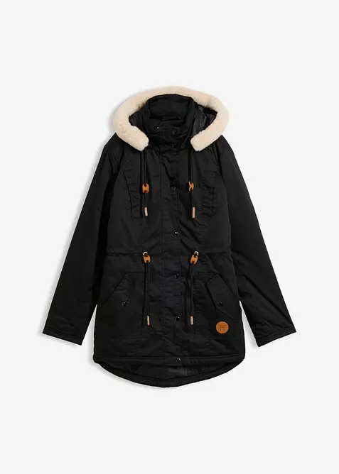 Wattierter Parka mit Fellimitat-Besatz, bonprix