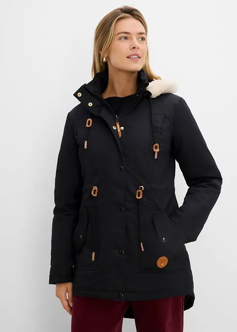 Wattierter Parka mit Fellimitat-Besatz, bonprix