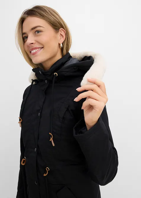Wattierter Parka mit Fellimitat-Besatz, bonprix