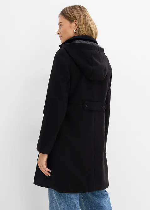 Mantel mit Kapuze und Bundfalten, bonprix
