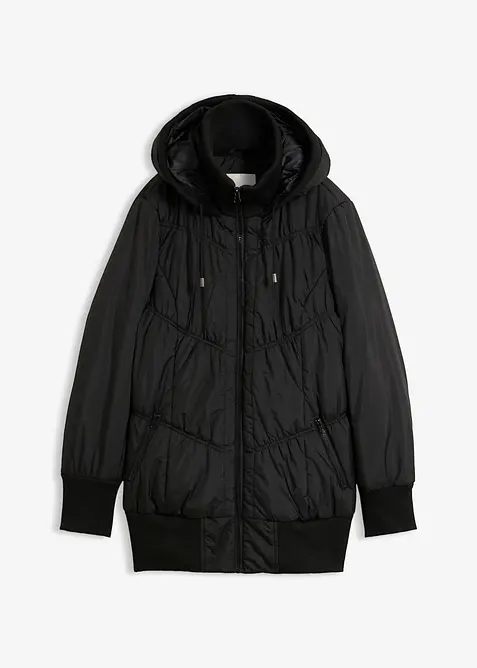 Steppjacke mit breitem Komfortbund und Kapuze, bonprix